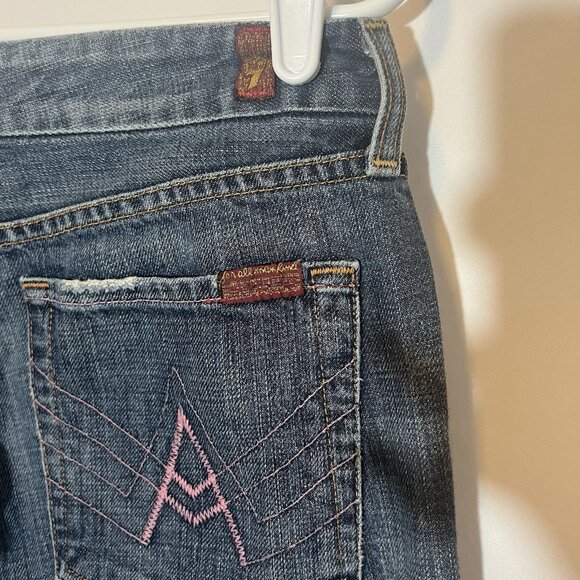 7 for all mankind  Women’s A Pockets Jeans Size 31 Bootcut Blue Cotton Zipper - Picture 11 of 14